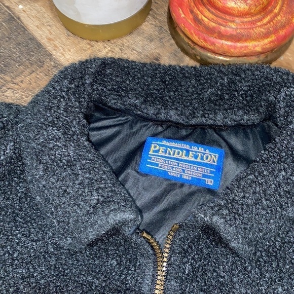 PENDLETON vest Full Zip Fleece Collared Small‎ Black charcoal gray Sherpa - Picture 3 of 5